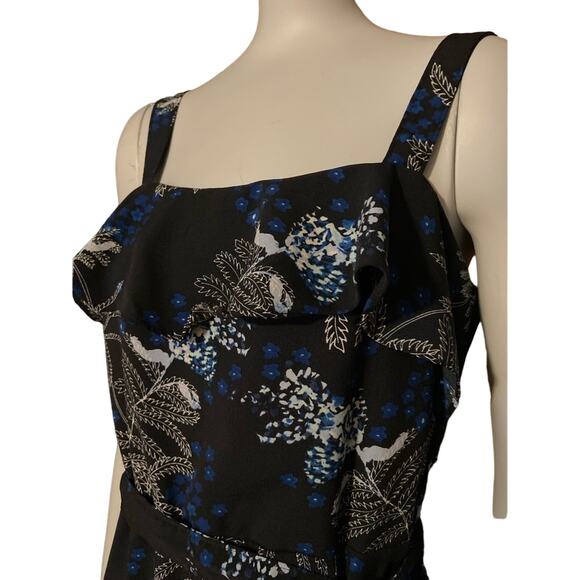 BANANA REPUBLIC Tropical Floral Sleeveless Navy Dress w/Belt sz 2 - Picture 3 of 10